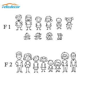 30cm wide Family Svg Car Decals Father, mother, daughter, son and dog stick figure family Self-sticking Figure Car Sticker L1039