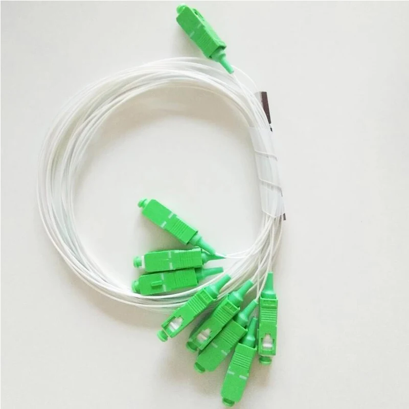 

50 pcs/lot 0.9mm Steel Tube Fiber Optic PLC Splitter 1x8 SC/APC Mini Blockless 1*8
