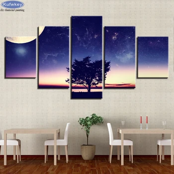 

5pcs Diamond painting"Fantasy Moon Tree Night Sky"Diamond Embroidery Full Square/Round Drill mosaic diamond picture cross stitch