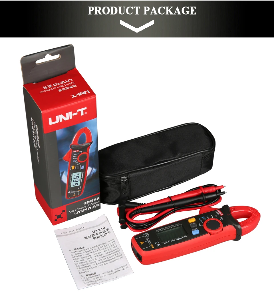 

UNI-T UT210E True RMS digital multimeter Mini Clamp Meter AC/DC Current tongs diagnostic-tool amperimetro w/ Capacitance Tester