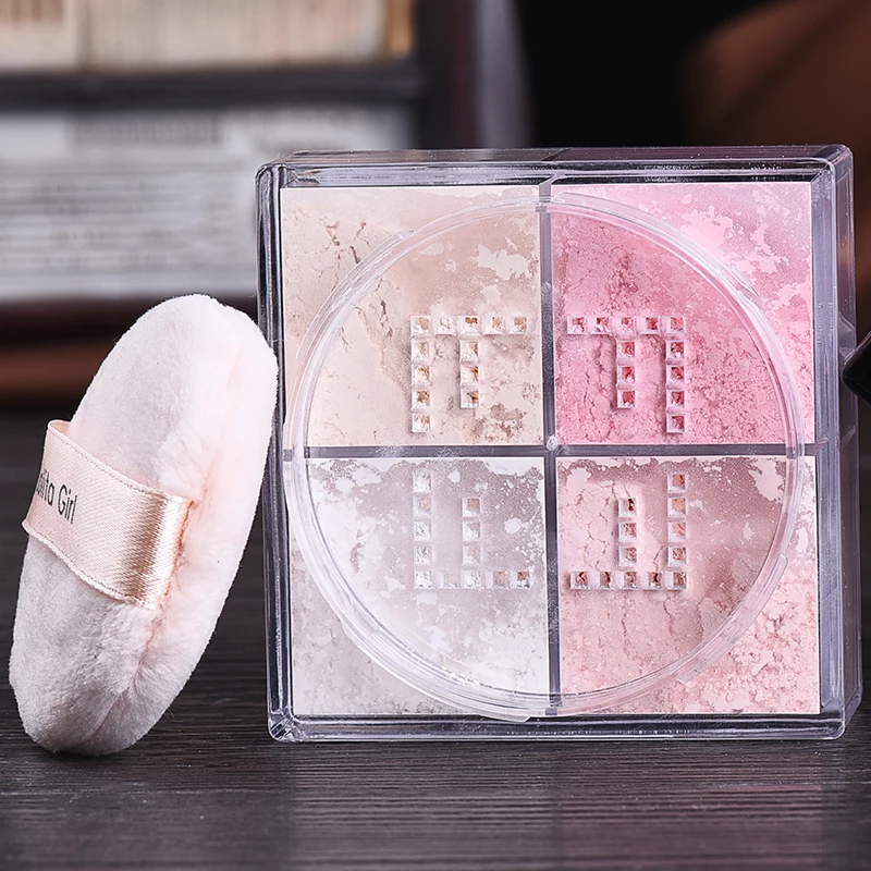 

Four Grid Face Powder Light Air Sensation Translucent Powder 4 Colors Make Up Loose Powder Luminous Finishing Powder