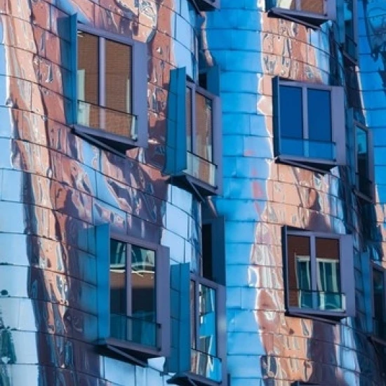 Low angle view of a building  Neuer Zollhof  Medienhafen  Dusseldorf  North Rhine Westphalia  Germany Print by Panoramic
