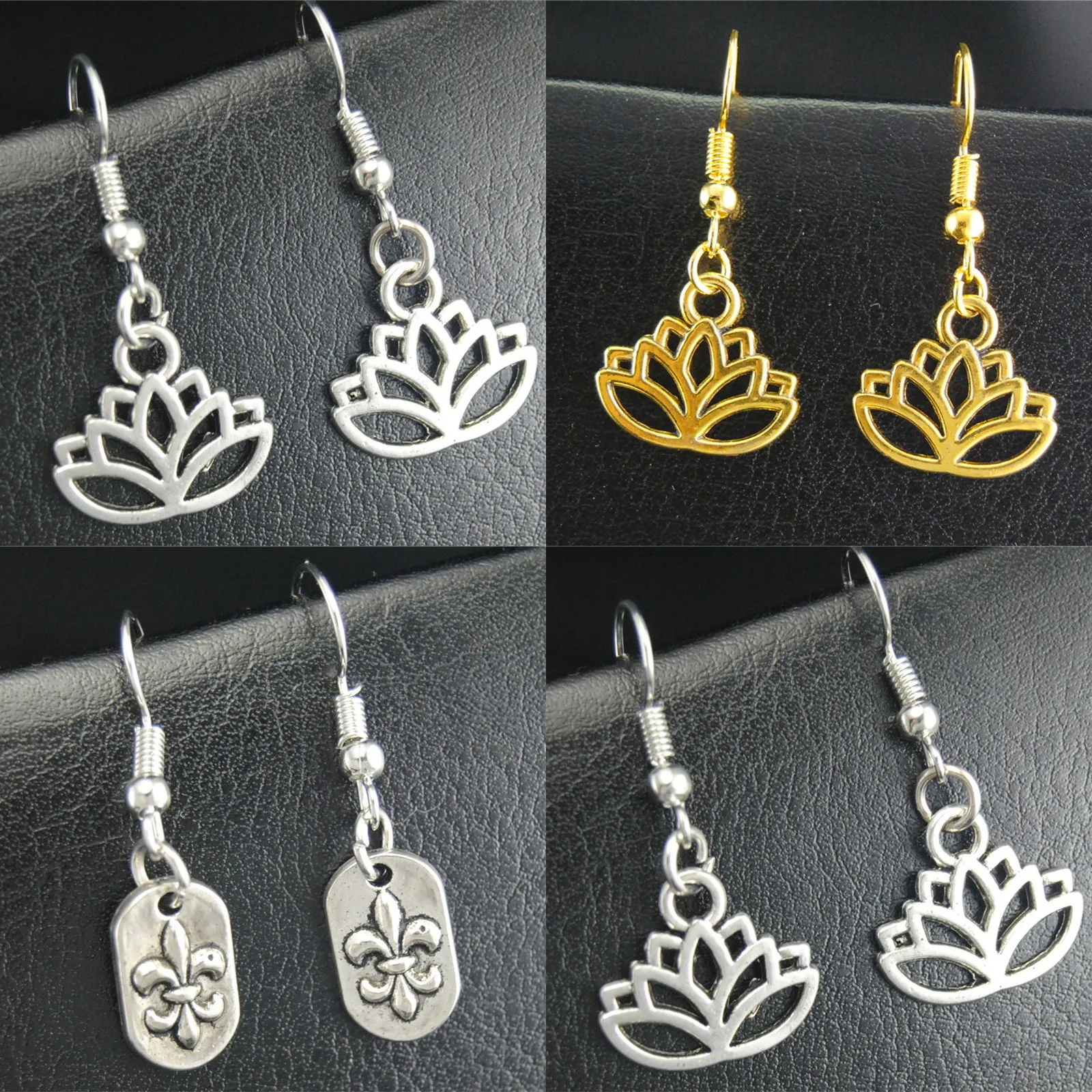 

1pair Lotus Erarings Flower Om Yoga Charms Lily Earrings Hand Made Diy For Women Plant Jewelry