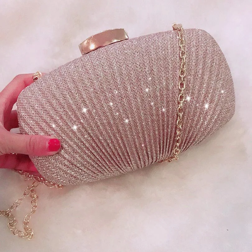 Fashion Women Ruched Clutch Evening Bag Ladies Party Wedding Bride Wallet Day Clutch Makeup Bags Crossbody Bag