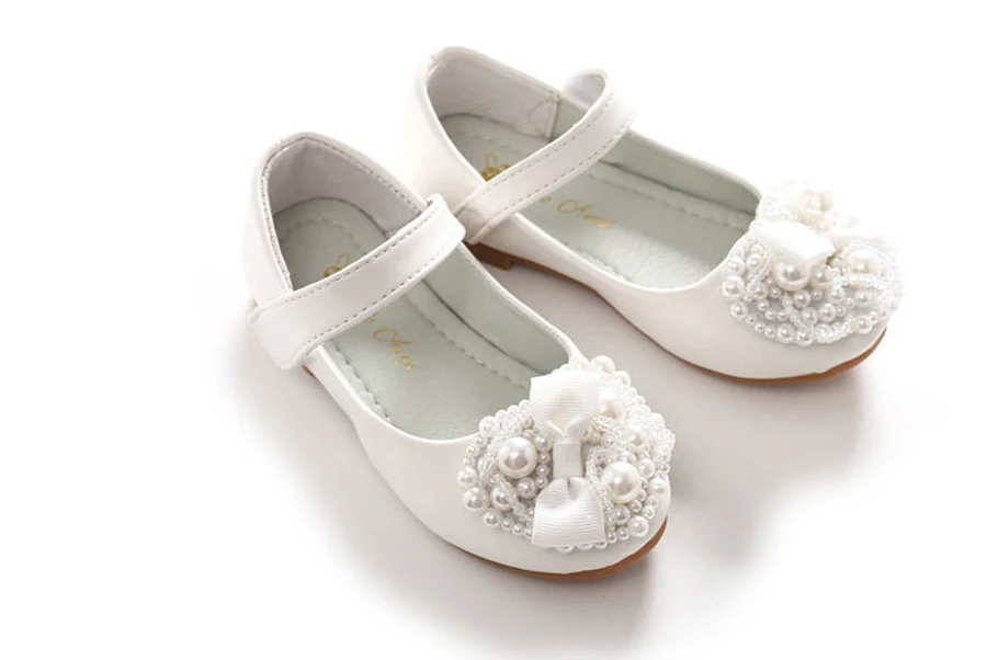 IYEAL/Новая модная детская обувь принцессы для маленьких девочек с жемчугом и бантом, Детская Свадебная обувь под платье для девочек, розовый/белый цвет