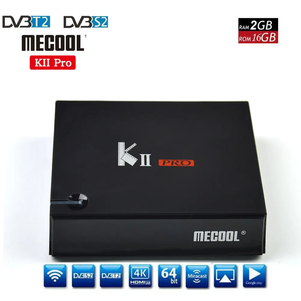 DVB S2/T2 Mecool KII PRO Android 7 1 ТВ приставка Amlogic S905D K2 четырехъядерный 2G16G 4K Поддержка NEWCAMD Dual