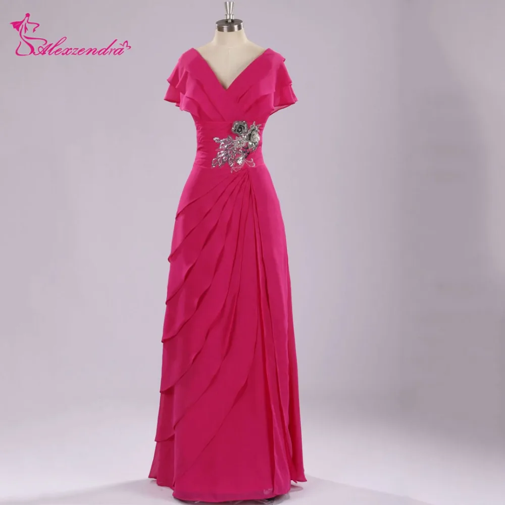 

Alexzendra Double V Neck Lone Straight Chiffon Formal Evening Dress Plus Size Ruffles Long Prom Dress Party Dresses