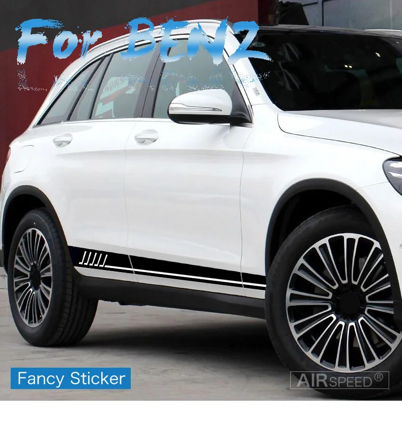 Car Side Skirt Stripes Decals GlossyMatte Black Stickers for Mercedes Benz W204 C Class C63 AMG Edition Accessories (1)