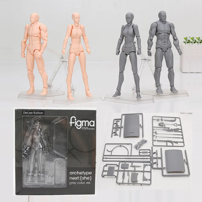 

14.5cm Figma Body Kun Archetype Boy Girl HE SHE flesh color gray color PVC Action Figure Model Toy