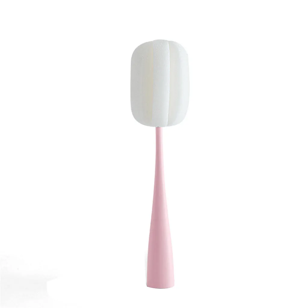Кухонная ручка губка щетка Бутылка Чашка для мытья стекла чистящий инструмент стеклянная чашка для молока воды Чистящая бутылка соска щетки - Цвет: Pink