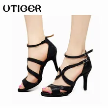 Женская обувь для латинских бальных танцев; женская Современная танцевальная обувь; Каблук 6 см, 7,5 см, 8,5 см; черные сандалии для сальсы и самбы; WD323