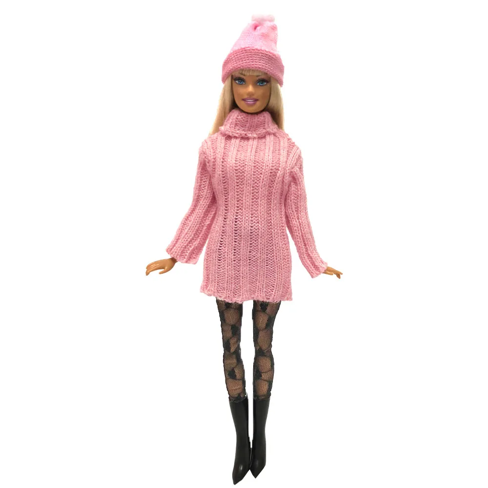 NK 4 предмета/комплект платье куклы модное модельное пальто наряд Повседневный свитер шляпа+ обувь+ чулок для куклы Барби аксессуары детские игрушки 04A DZ