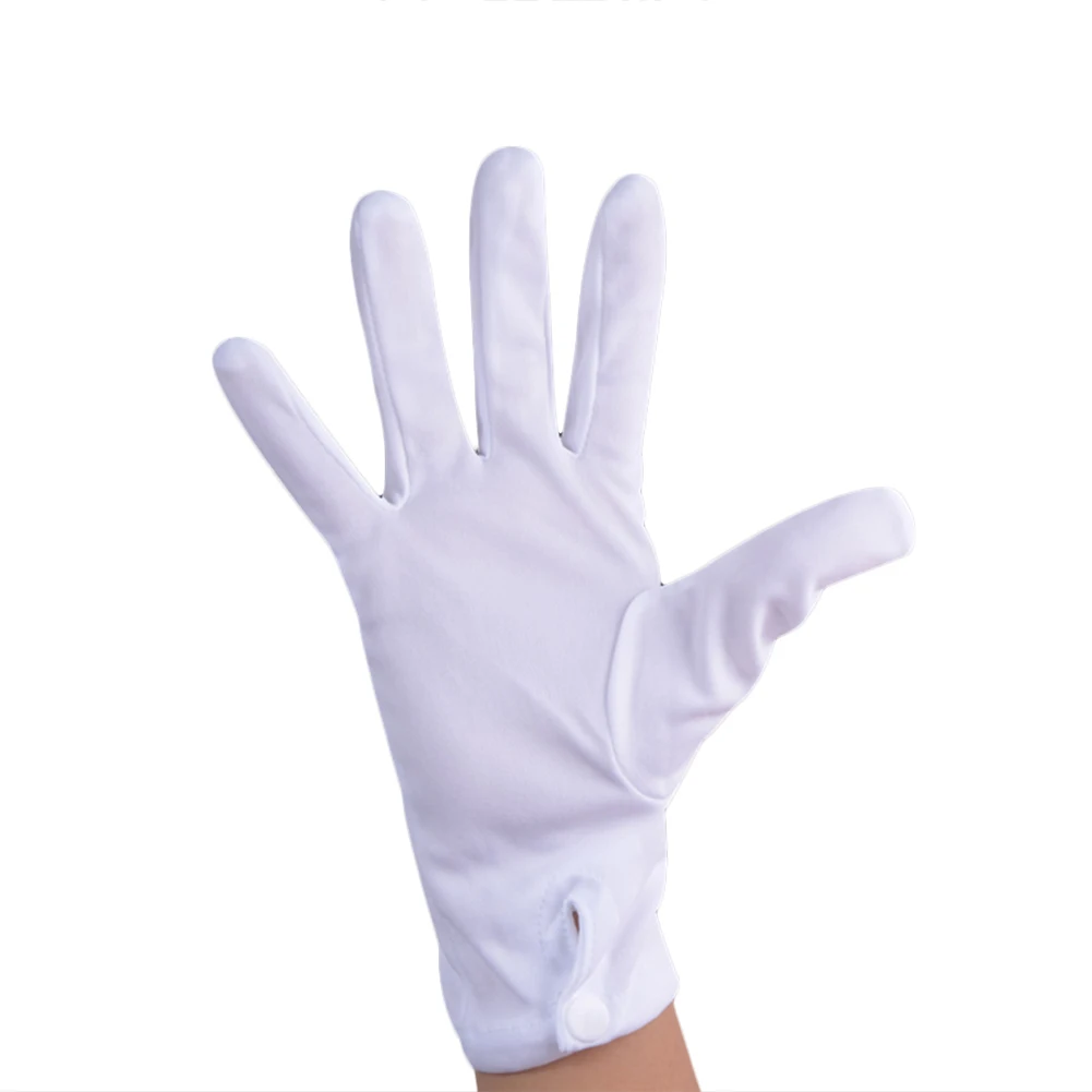 Инновационный белый этикет перчатки полиэстер белые перчатки нейлон этикет Мода парад Рабочая защитная Пряжка перчатки 1 пара