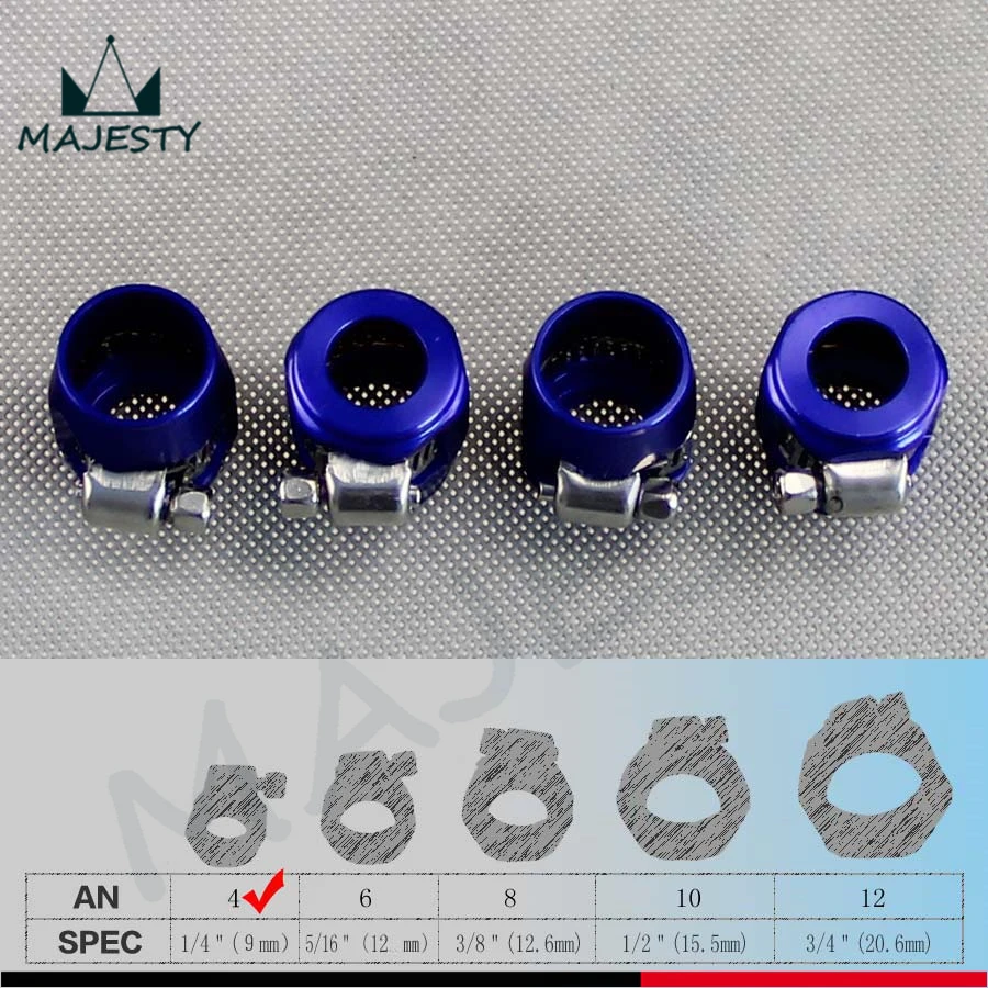 4pcs 4AN AN 4 13mm ID Fuel Hose Line End Cover Clamp Finisher Fitting
