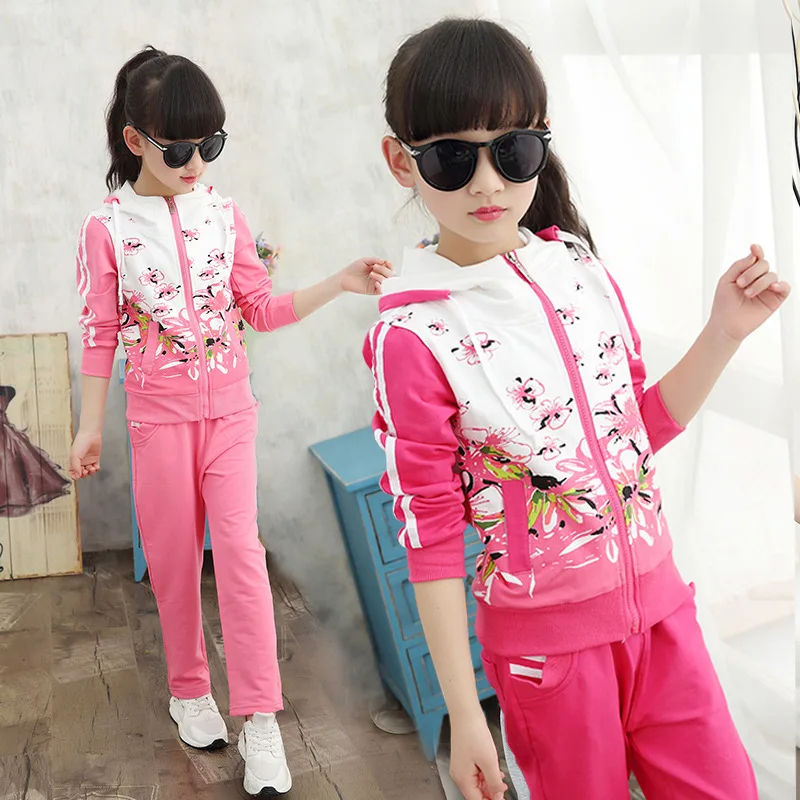 

Girl Set 2019 New Casual Children Set Spring Flower Jacket+pants Two Piece Set Kids Clothes PWY6