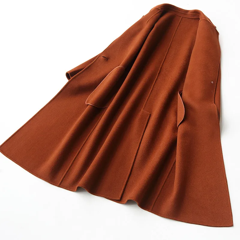 Double Veste Manteau Coréenne Caramel Femme Long Vintage Laine side light Réel Femelle Colour Manteaux Vestes Camel Automne My2014 Hiver Femmes 0xXpR