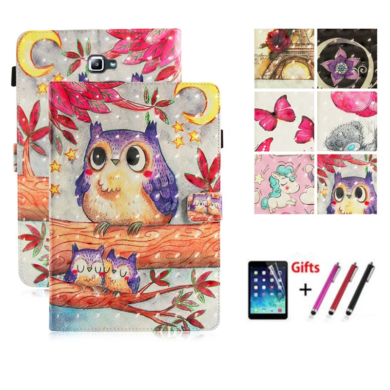 

Tablet Cover For Samsung Galaxy Tab A A6 10.1" 2016 SM-T580 T580N T580 T585 T585C Smart case Funda cartoon PU Leather Skin shell