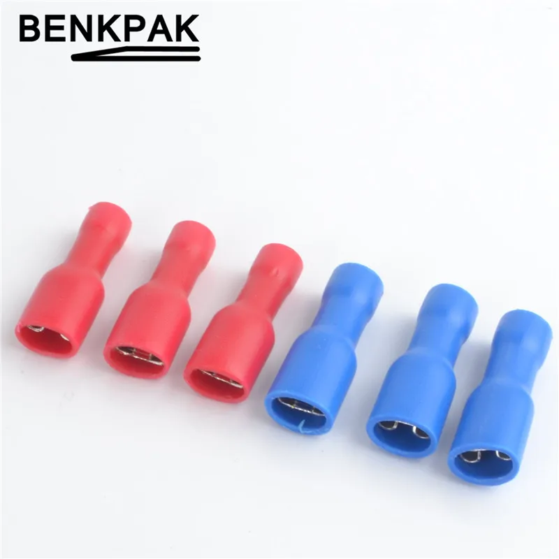 

50pcs 25pcs Red +25pcs Blue Fully Insulated 4.8mm Female Spade Connector Crimp Terminal