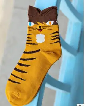 1 пара/лот корейский стиль женский коттоновые носки с героями мультфильмов, носки из хлопка с кошкой; повседневные Мягкие на осень-зиму Носки
