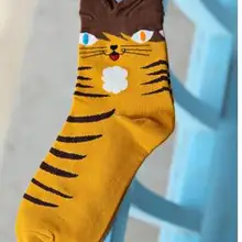 1 пара/лот корейский стиль женский коттоновые носки с героями мультфильмов, носки из хлопка с кошкой; повседневные Мягкие на осень-зиму Носки