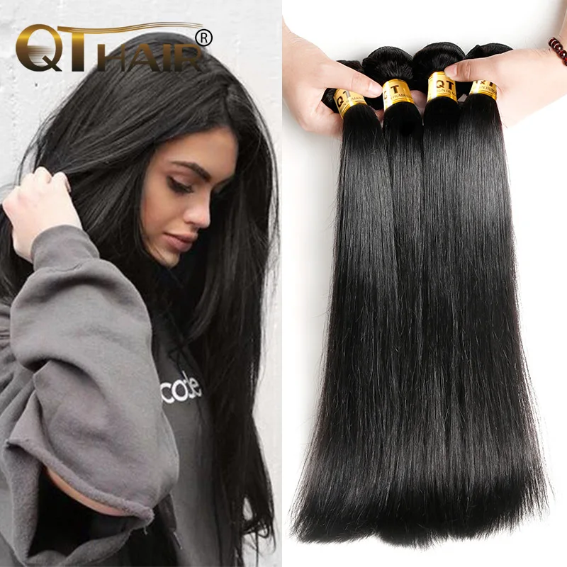 4 Bundles Qt Hair Brazilian Virgin Hair Straight 10a Grade