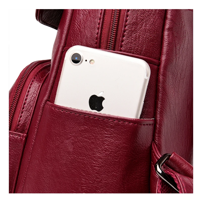 Borla de las mujeres Mochila de cuero de la PU de la alta calidad Mochila mujer, Mochila de bolso para chica de moda Mochila Casual bolsa las mujeres