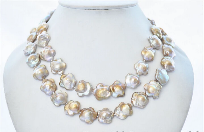 

Z7070 16mm lavender coin plum blossom freshwater pearl necklace 34inch AAA