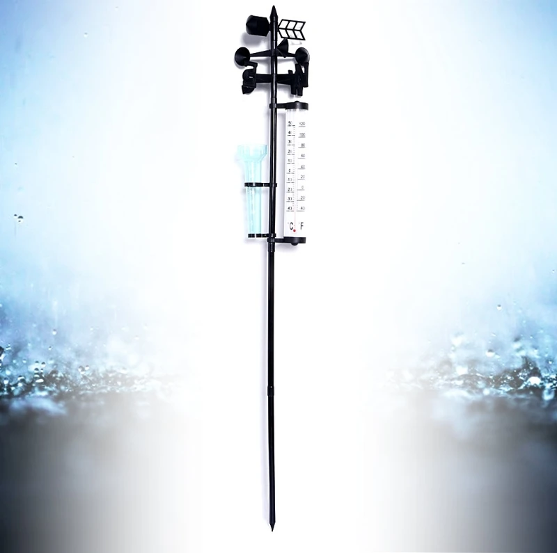 

Garden Outdoor Weather Station Meteorological Measurer Vane Tool Wind Rain Gauge
