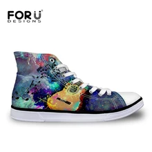 FORUDESIGNS/Мужская Вулканизированная обувь на плоской подошве со шнуровкой и принтом музыкальной гитары высокие кеды для мальчиков-подростков новая стильная обувь