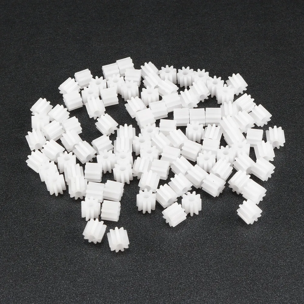 

Uxcell 100Pcs OD5.5mm 9 Teeth Plastic Gear Modulus Aperture 2mm for DIY Car Robot Model Motor Toy Accessories 092A