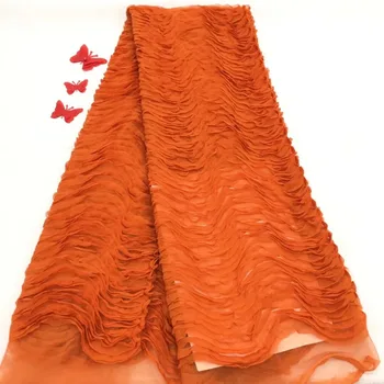 

Orange colour French Mesh Net Lace African Switzerland Nigeria Tulle S18101209 for Women Party Dress