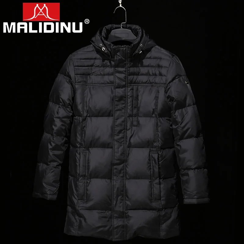 

MALIDINU 2019 New Down Coat Men Winter Warm Long Jacket High Quality Down Parka Duck Down Coats Men Detachable Hood Russian Size