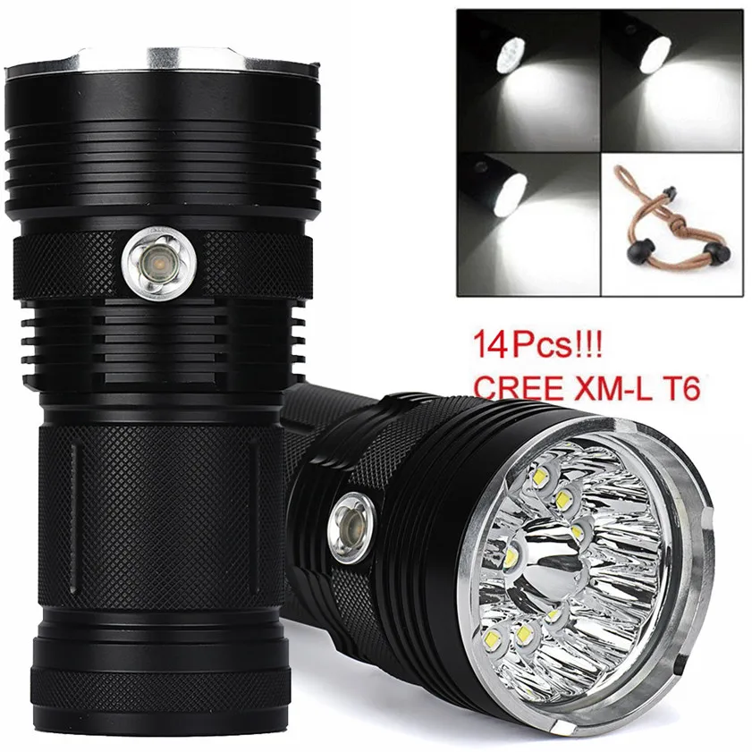 Светодиодный фонарик 34000LM 14 x CREE XM L T6 4x18650 для охоты|t6 led|t6 screwdriverlamp stand |