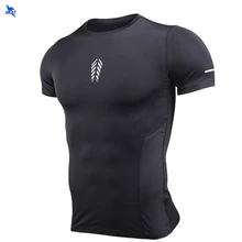 Новая мужская спортивная, с коротким рукавом рубашки для мальчиков хлопковая футболка с коротким рукавом, одежда на открытом воздухе беговые дорожки фитнес, тренажерный зал ткань отводящая влагу спортивная униформа