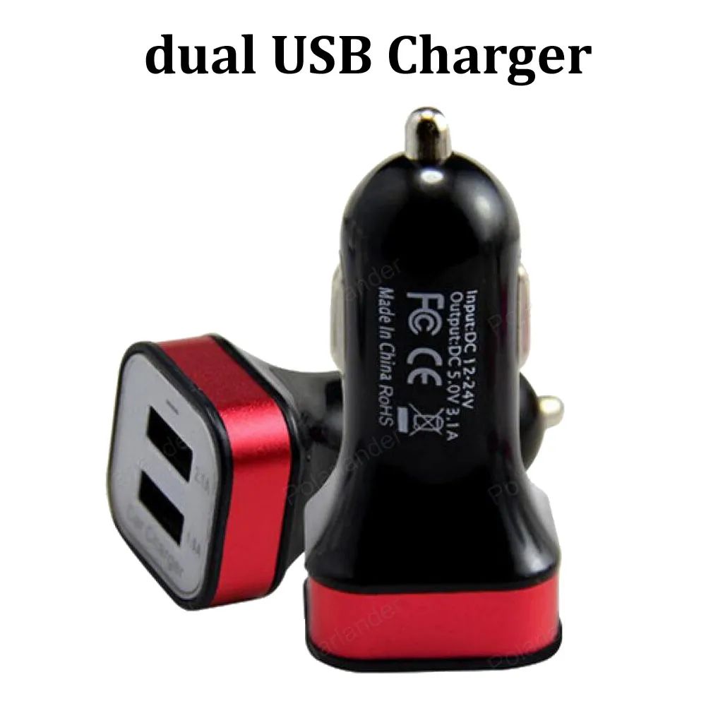dual USB square car charger luminum alloy metal charger adapter 5 V 2