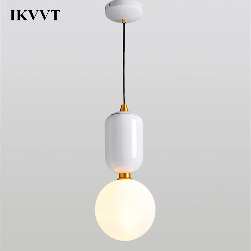 IKVVT E27 современный подвесной светильник из стекла с одной головкой для гостиной