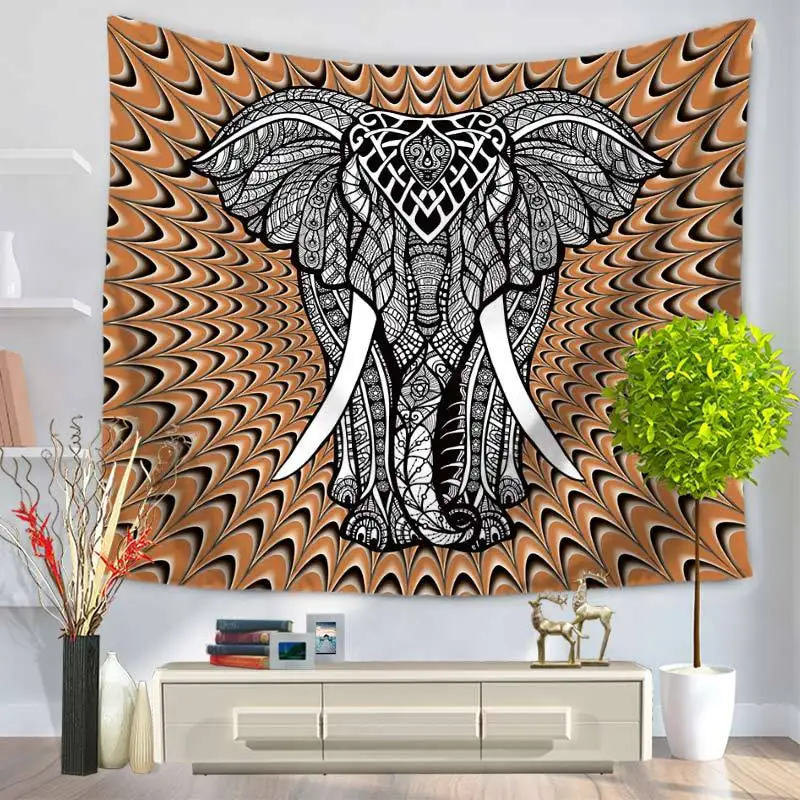Mandala Elephant Tapestry Wall Hanging Indian Thailand Printed Tapestry