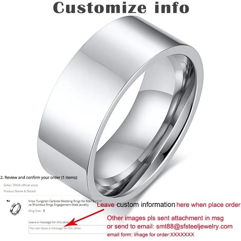 Vnox обручальные кольца для женщин и мужчин, не выцветает, серебряный цвет, нержавеющая сталь, на заказ - Цвет основного камня: 1 piece for Men