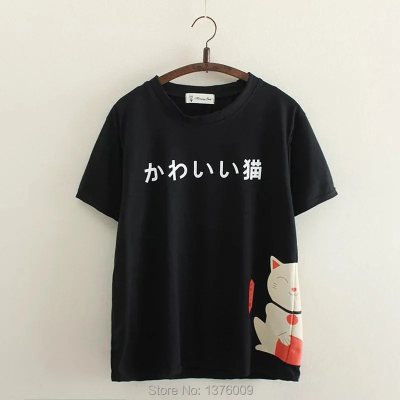 футболка женская Летние женские T Shirts футболки Kawaii японский Академия с рисунком