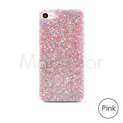 Silicone Bling Glitter Soft Phone Case with Shiny Powder Finish for 6 Plus - 6S Plus (Pink)
