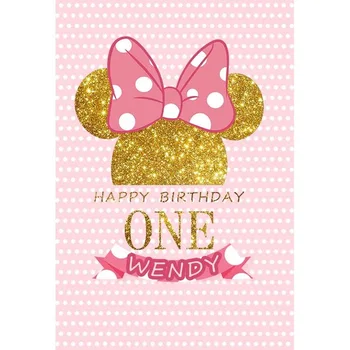 

Vinyl custom Happy one year birthday party Baby Photo Background computer print golden Photography Backdrops