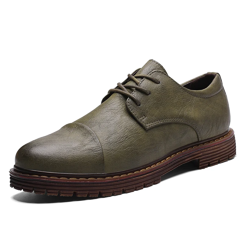 

Spring Fashion Leisure Men Shoes Genuine Leather High Quality Soft Casual Breathable Men's Flats Lace Up Shoes