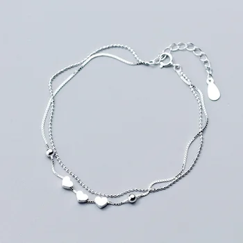 

La Monada Silver 925 Double Layer Chain Cute Heart Charm Bracelets For Women Designer 925 Sterling Silver Bracelet Minimalist