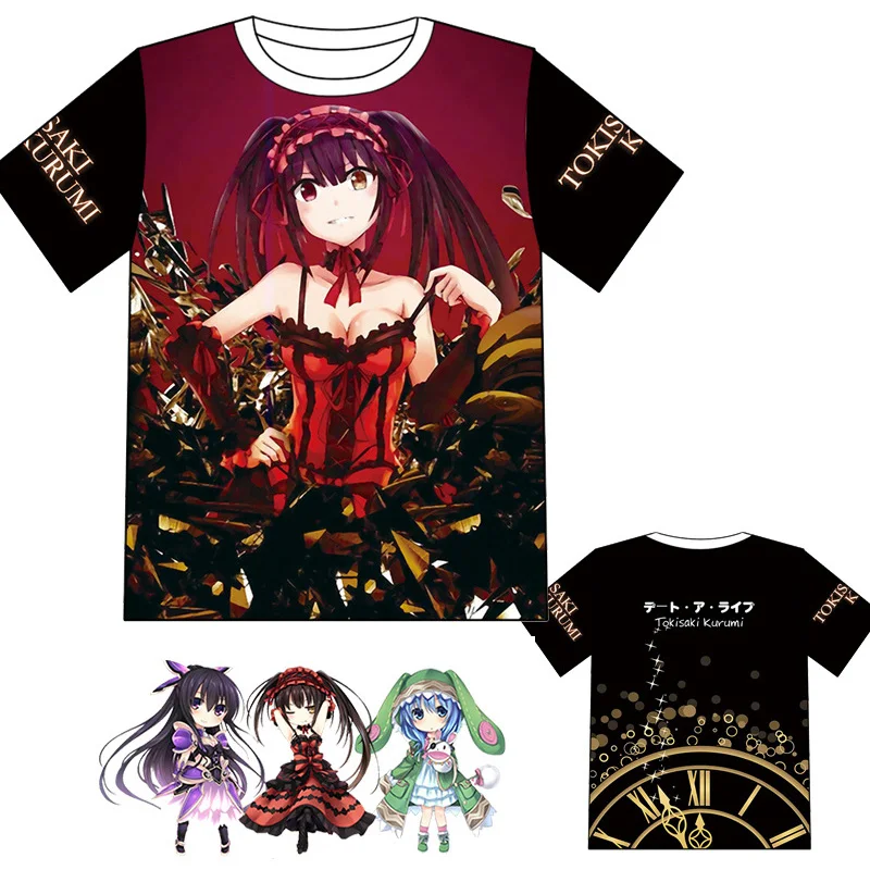 

Anime Date A Live T-shirt Cosplay Costume Yatogami Tohka Yoshino Tokisaki Kurumi Short Sleeve Tees Summer Women Men T Shirt