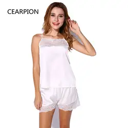 CEARPION район 2 шт. топ на бретелях и шорты для женщин пикантные Интимные белье кружево мягкие пижамы комплект повседневное домашняя