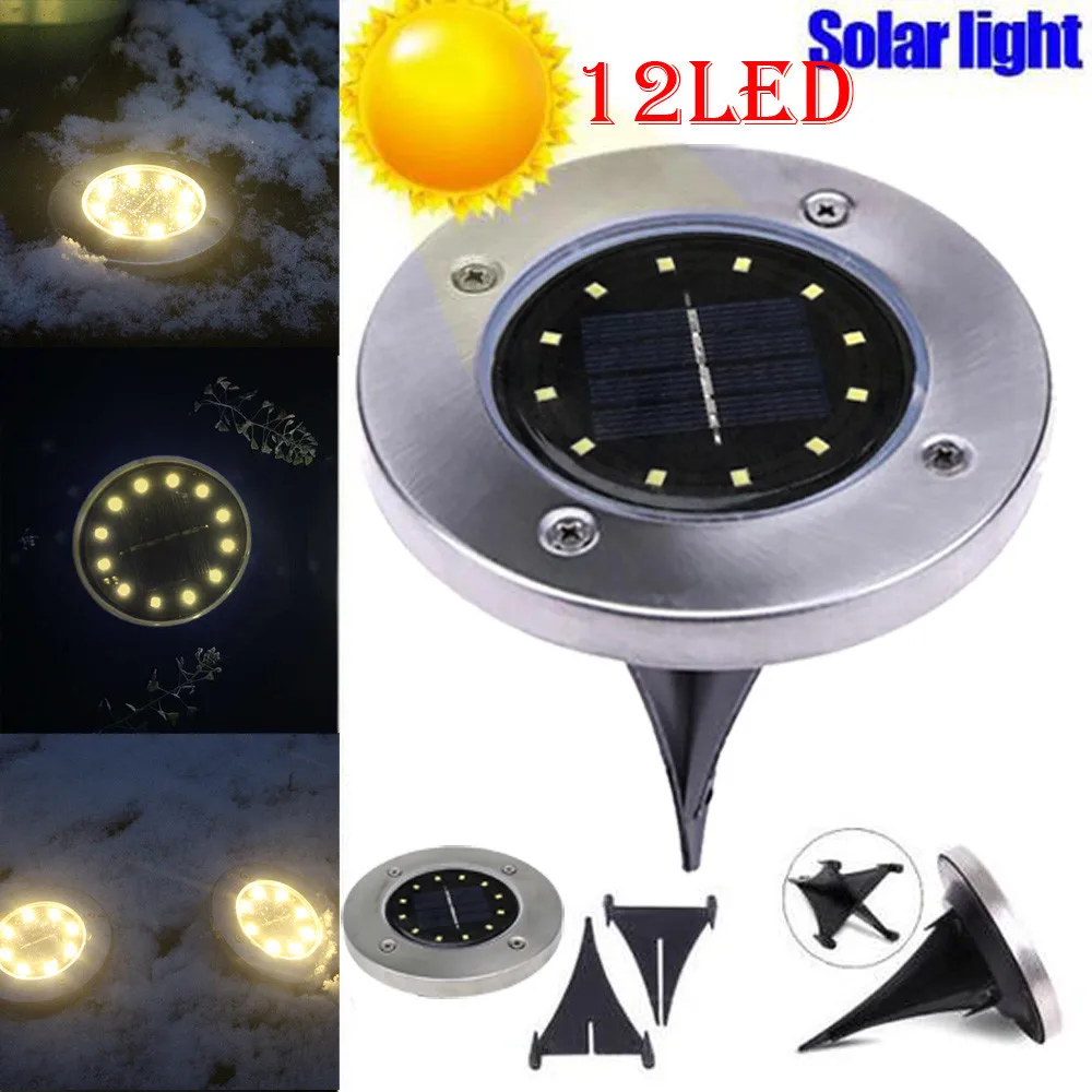 

New Upgraded 12LED Buried Lamps Solar Power Buried Light Under Ground Lamp Outdoor Path Way Garden Lawn Yard Lighting Warm White