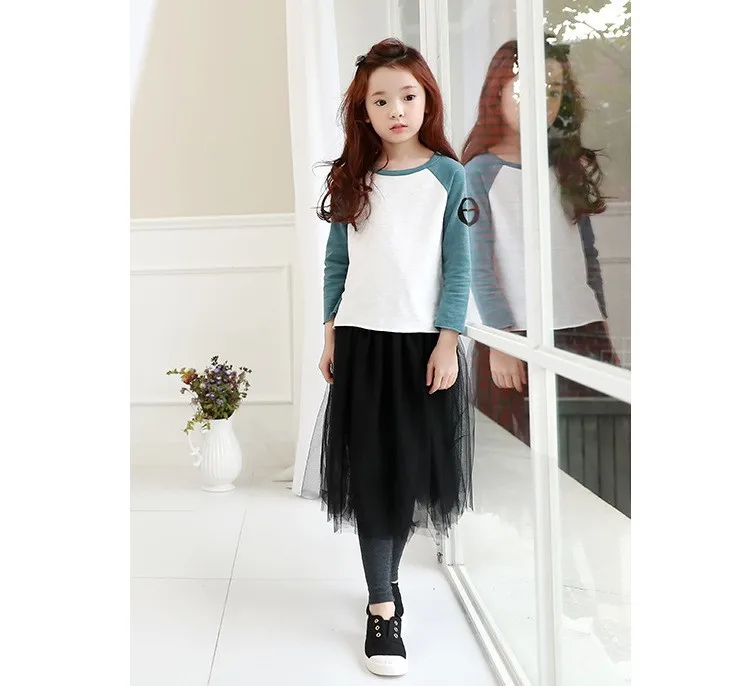 fashion girls leggings with long mesh skirt pants black teenagers baby kids leggings for girls 2017 spring autumn children pants clothing (7)