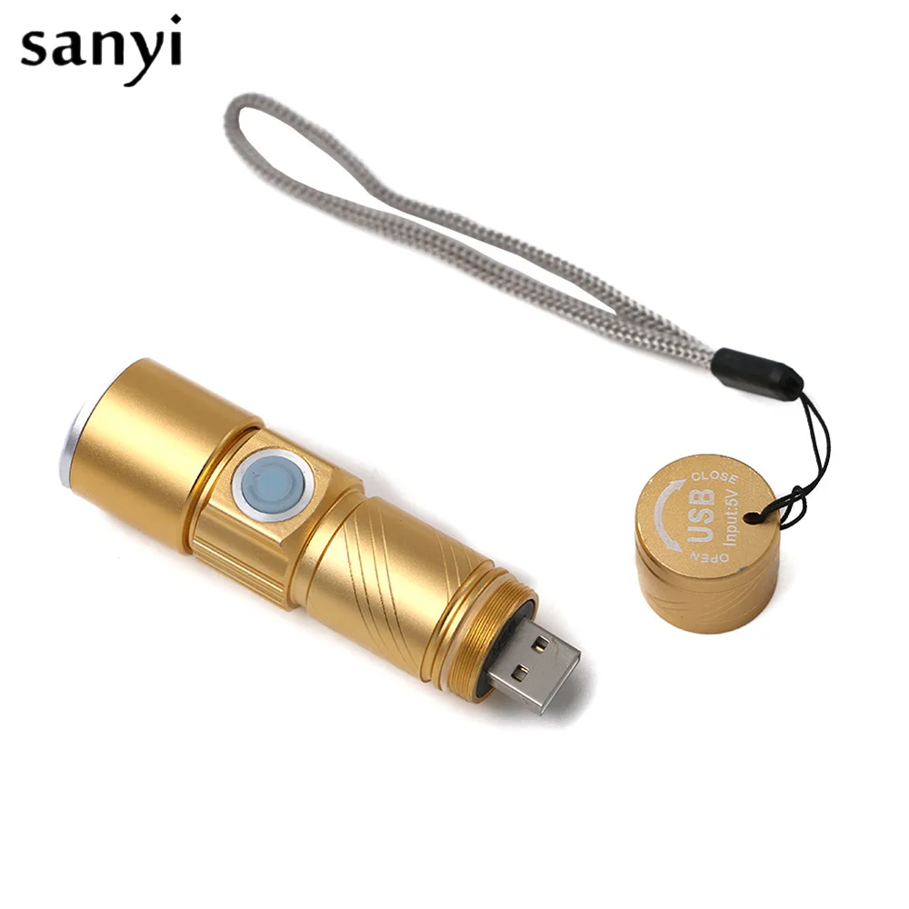 

2000LM Mini Led Q5 Handy Waterproof Rechargeable USB Flashlight Torch Zoomable Torch Lamp 3 Modes Light For Outdoor Sports