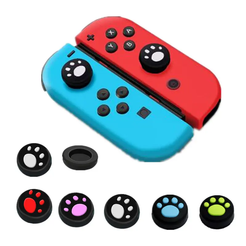

2pcs Silicone Cat Paw Thumb Stick Grip Caps Joystick Button Case Cover for Nintend Switch NS Joy-Con Wii Gamepad Controllers
