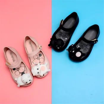 

Girl's New Arrival Cartoon Bear Print Mini Melissa Summer Sandals Casual Fashion Round Toe Jelly Shoes Summer Flat Beach Shoes